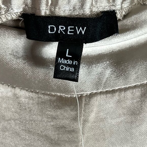 DREW By Anthropologie NWT Eva Wide Leg 90s Party Pants Baggy Satin Champagne L - Picture 8 of 15